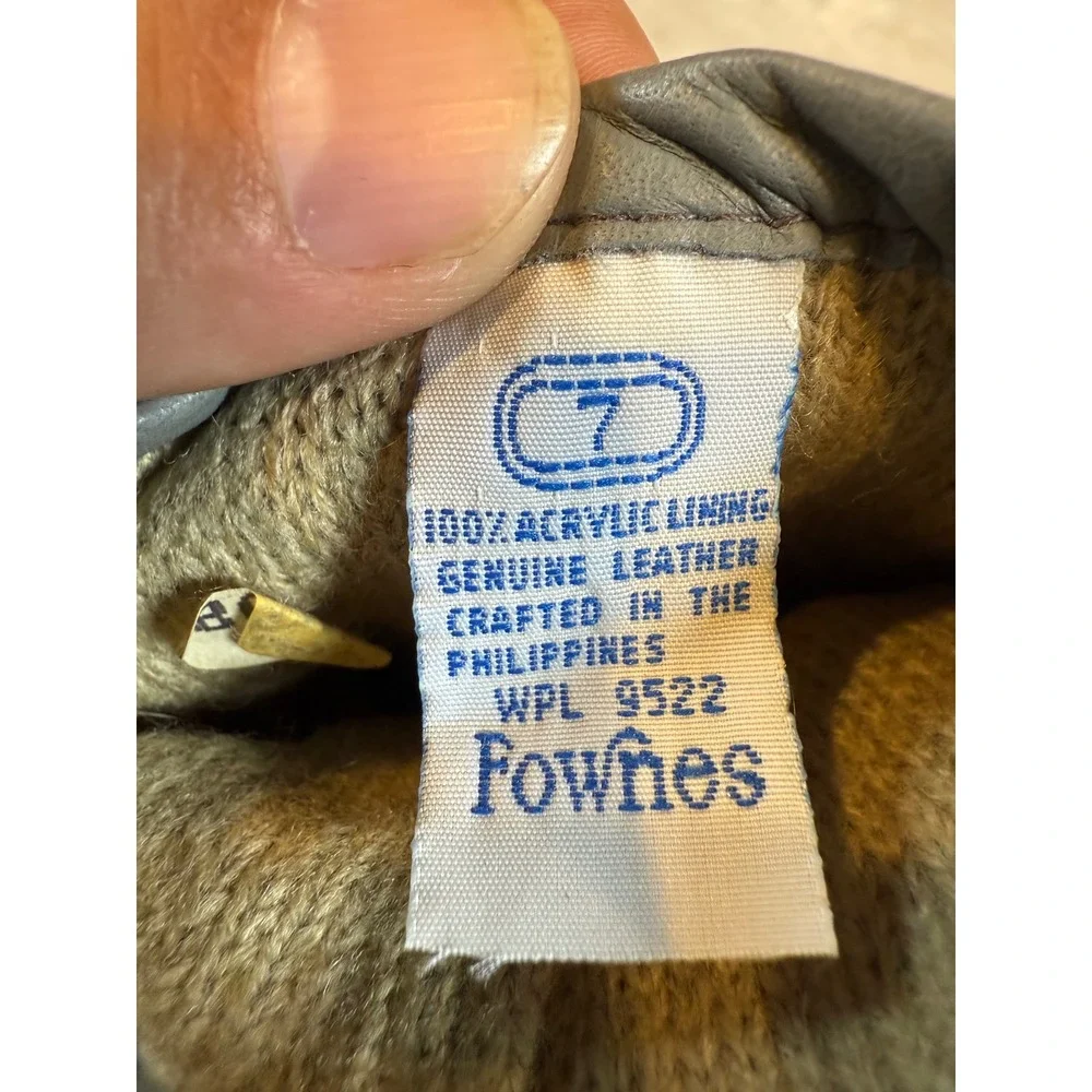 Vintage Fownes Grey Genuine Leather‎ Gloves Acrylic Lined Winter Size 7 Womens